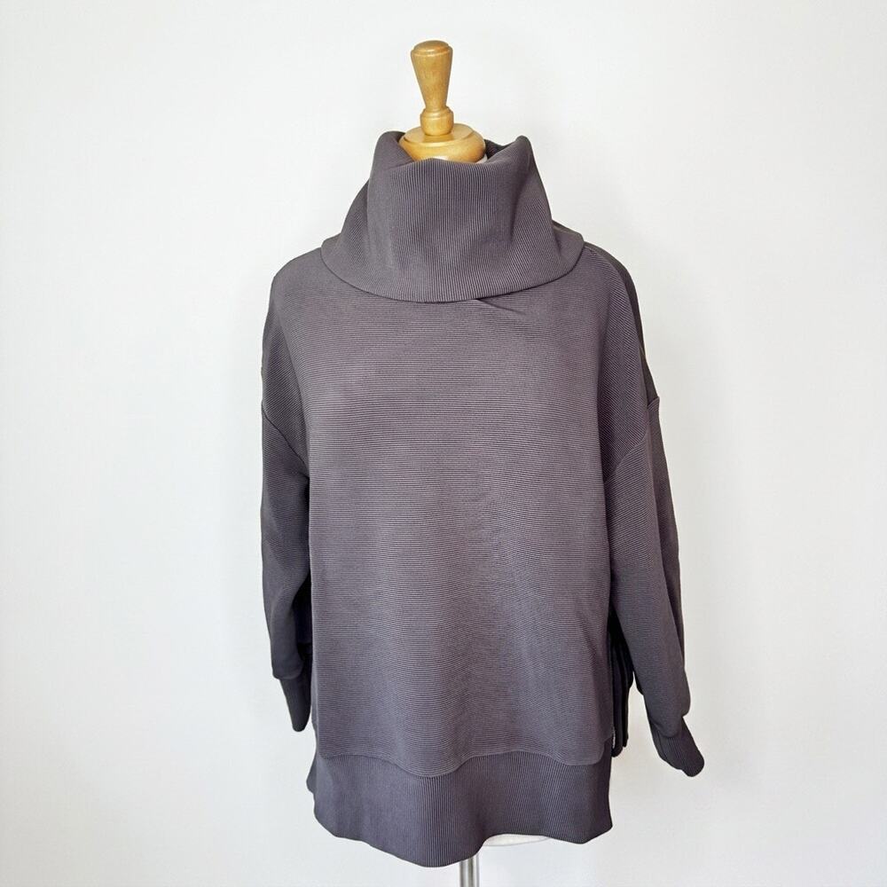 VARLEY Milton Sweat Sweatshirt Deep Charcoal Gray Ribbed Ottoman Size Small